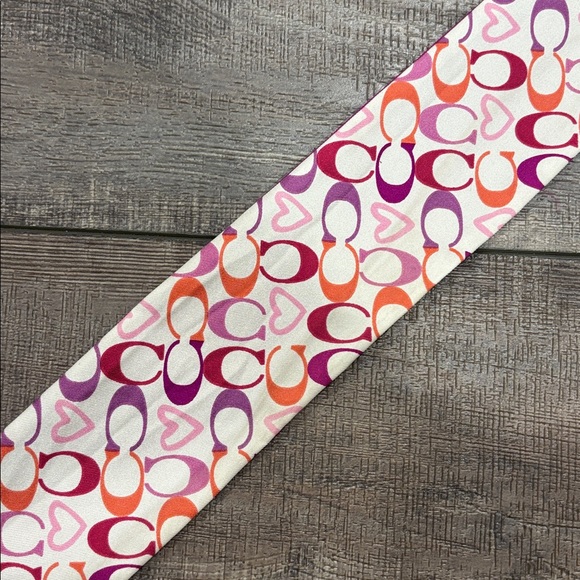 Coach Reversible Purple Heart Twilly Scarf - Picture 3 of 7